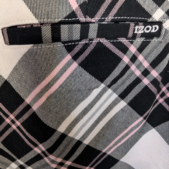 Izod Black and Pink Plaid Mini School Girl Skirt Size 10 - Picture 3 of 6